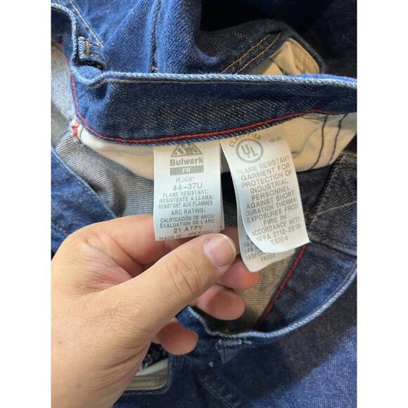 Bulwark FR Jeans Men's 44x34 Flame Resistant Straight Leg with Stretch Blue Pant - Picture 5 of 8